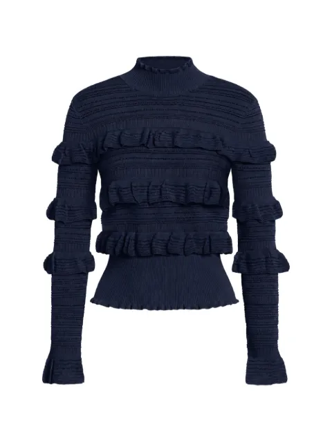 Marie Oliver Adeline ruffled long-sleeve sweater Blue 5A2TB380