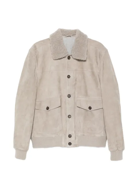 Eleventy shearling-collar suede jacket Grey N75GBTN03PEL0N013