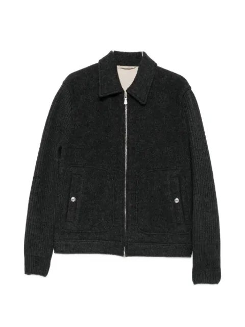 Eleventy ribbed-knit panelled wool jacket Grey N75GBTN25TES0N3