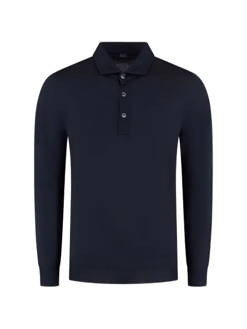 Fedeli long-sleeved polo shirt Blue MU0F7051