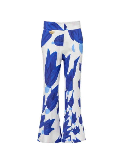 Themis Z Theano Sabra floral-print flared trousers White TRS000018216