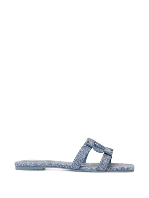 SIMKHAI Monogram denim-printed leather sandals Blue 426S018DNLDENIM