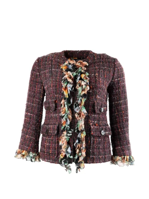 Dolce & Gabbana Pre-Owned floral-ruffle bouclé jacket Brown HOLADG141