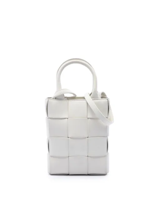 Bottega Veneta Pre-Owned 2012-2026 Mini Maxi Intrecciato Nappa North South Cassette Tote satchel White E2PVSE0DEE4RKR28