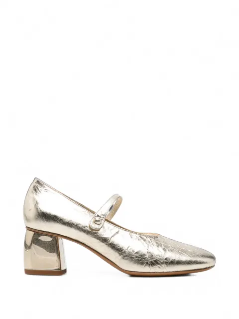 Forte Forte metallic-effect block-heel pumps Gold 15225MYSHOES