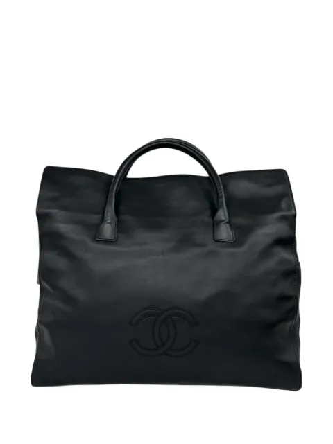 CHANEL Pre-Owned 2000-2002 CC Leather tote bag Black QMRL6C3KDD3EPV5Z
