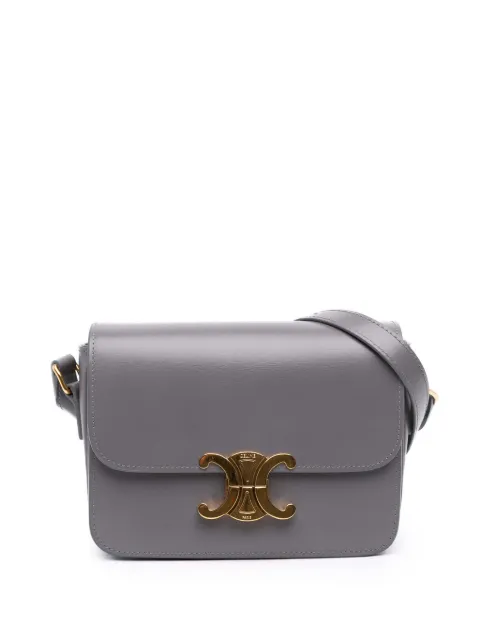 Celine Pre-Owned 2024 Teen Shiny Calfskin Triomphe crossbody bag Grey C4QHVKC634H791BF