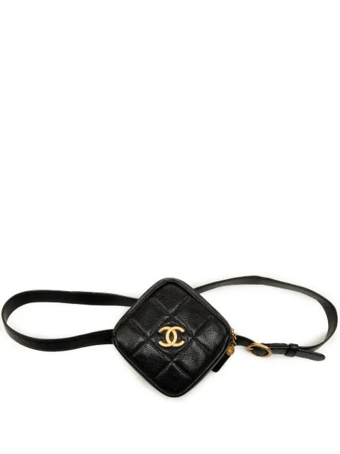 CHANEL Pre-Owned 2020 CC Quilted Caviar Diamond Coin Purse belt bag Black IN1MRAEOFC8A2KB1