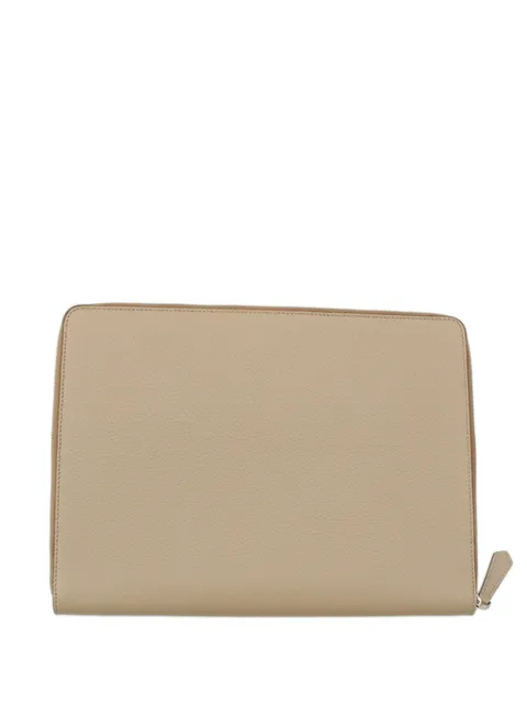 Fendi Pre-Owned 2016 Leather Document Holder Zip Pouch clutch bag Neutrals 9QJRS7SV6U44UDDX