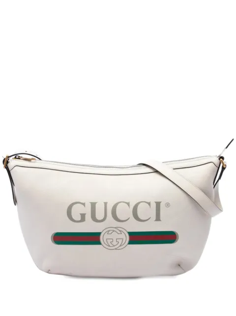 Gucci Pre-Owned 2016-2026 Grained Calfskin Logo Half Moon crossbody bag White JHU7V0BYENCX5PTS