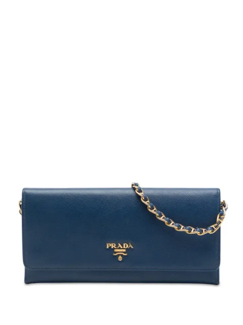 Prada Pre-Owned 2010-2026 Saffiano Wallet On Chain crossbody bag Blue S01I1BZ9SHS2SX5G