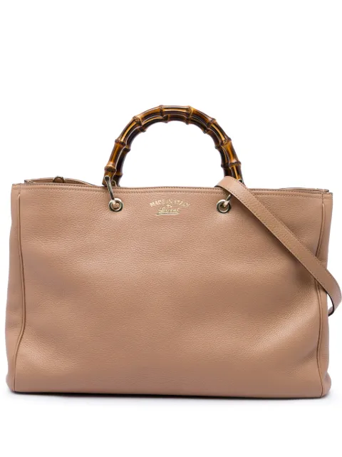 Gucci Pre-Owned 2016-2026 Large Calfskin Bamboo Shopper satchel Brown BNDEVQK2N6P0REDM