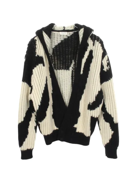 Saint Laurent Pre-Owned 2010s animal-print hooded cardigan Black 1065659