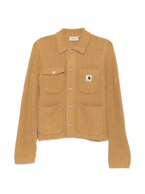 Carhartt WIP logo-patch ribbed-knit cardigan Brown I035379