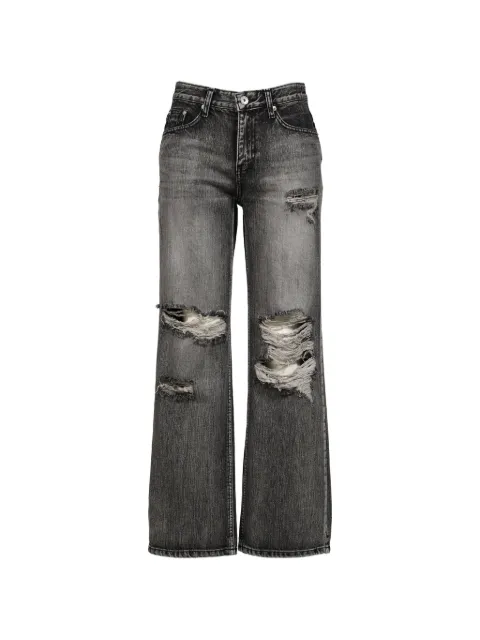 BOHEMSEO distressed wide-leg jeans Grey PANTS8GRY