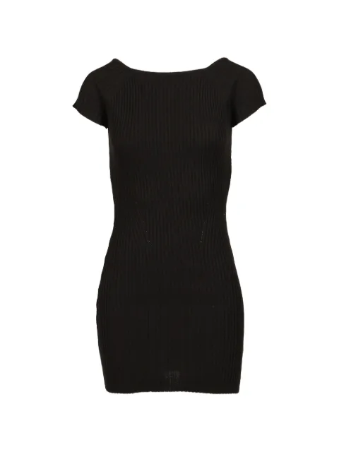 BOHEMSEO ribbed cap-sleeve mini dress Black DRESS6
