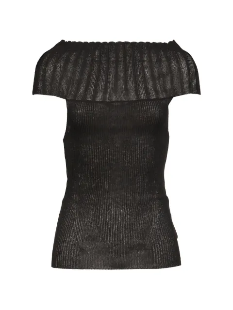 BOHEMSEO off-shoulder ribbed-knit top Black KNIT1BLK