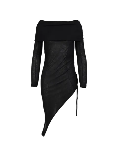 BOHEMSEO asymmetric ruched off-shoulder top Black TOPS5BLK