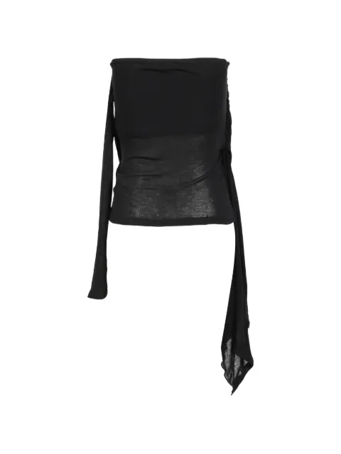 BOHEMSEO Signature twist-drape tube strapless blouse Black TOPS8BLK