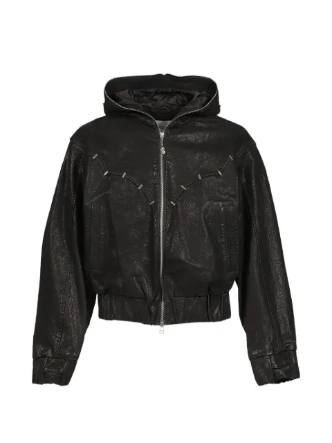 ROCKSTEADY x Jian Ye Nyx hooded leather jacket Black RS061LEA001
