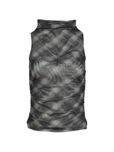 BOHEMSEO half-neck shirred mesh sleeveless top Black TOPS11CHECK