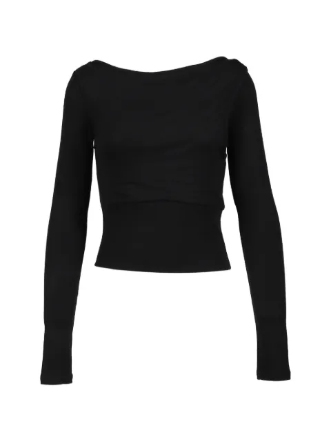 BOHEMSEO twisted ribbed blouse Black BOTSHIRTS1