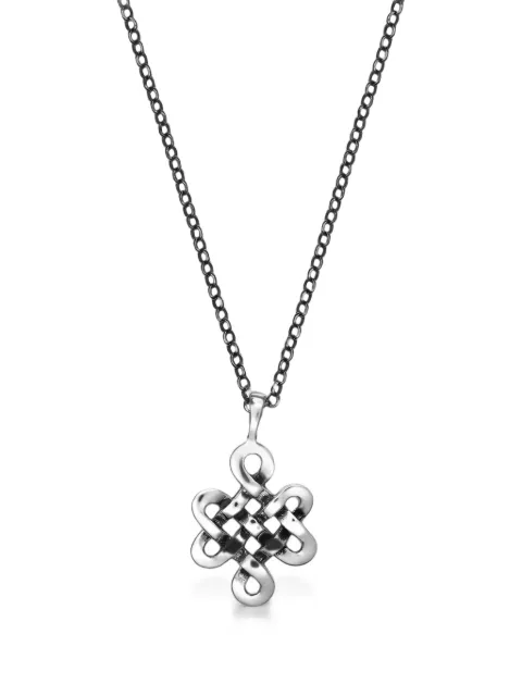 OBSIDIAN Endless Knot necklace Silver 6499