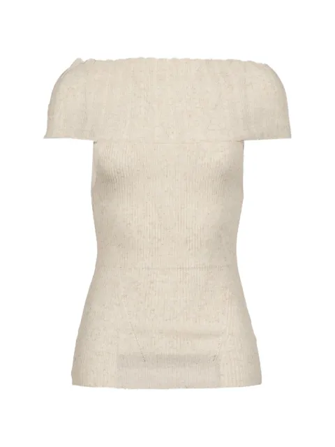 BOHEMSEO off-shoulder ribbed-knit sweater Neutrals KNIT5BEG