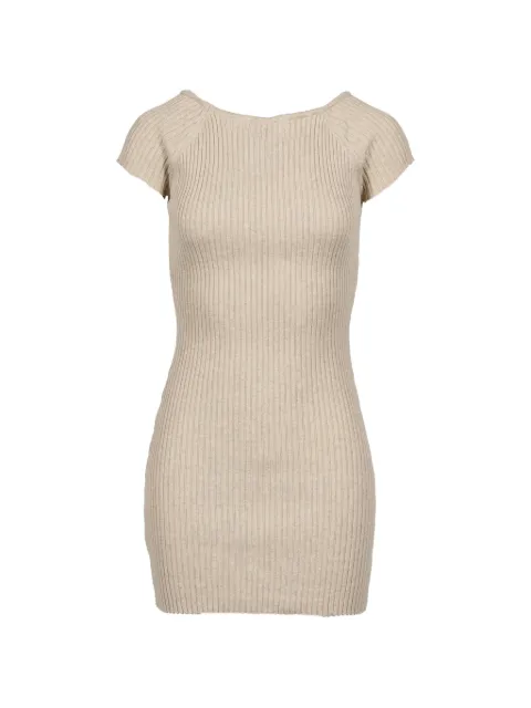 BOHEMSEO ribbed raglan-sleeve mini dress Neutrals DRESS5BEG