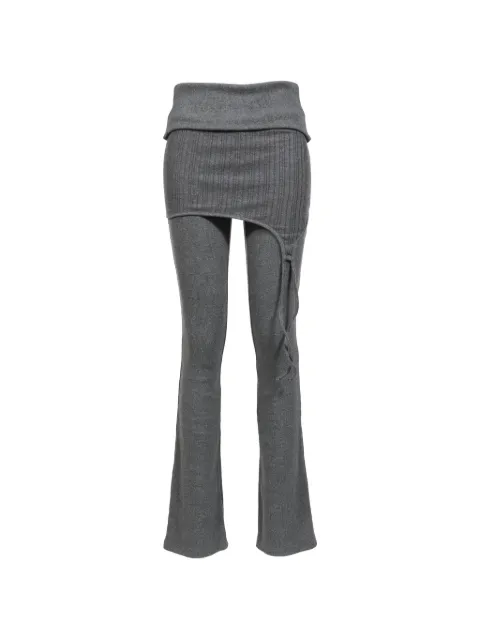 BOHEMSEO layered ribbed-knit flared trousers Grey PANTS3CHA