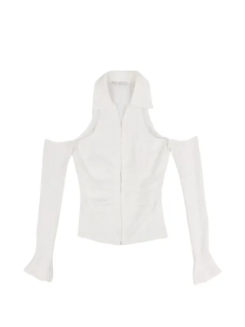BOHEMSEO cold-shoulder ruched blouse White SHIRT5WHT