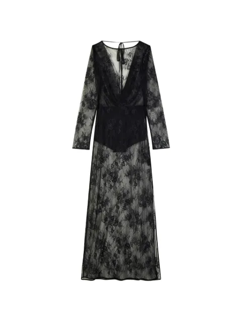 Patrizia Pepe floral-lace long-sleeve maxi dress Black 8A0088J0050K103