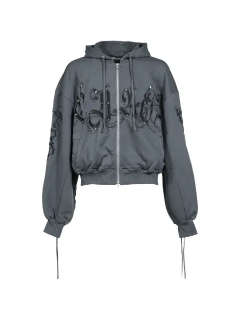 FINE CHAOS Washed Chaos embroidered hoodie Black G10U070025