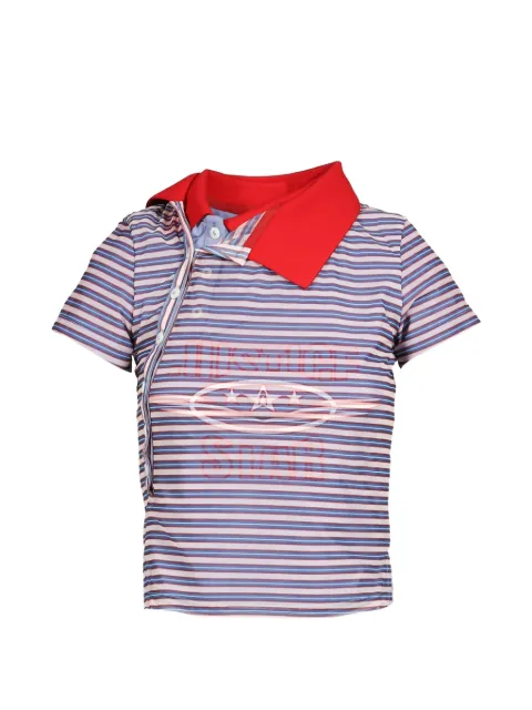 Anomalies Department striped asymmetric polo shirt Blue CTDA22506