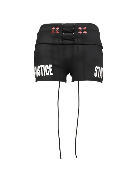 Anomalies Department lace-up logo-print shorts Black CQTA22029