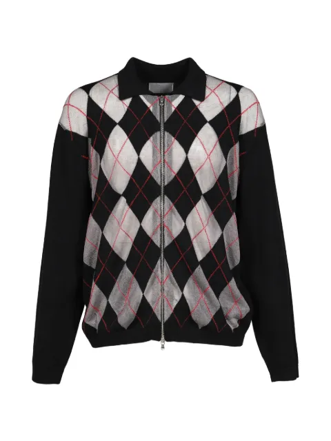 CEDARWOOD Cities argyle zip-up cardigan Black CW2601KN01