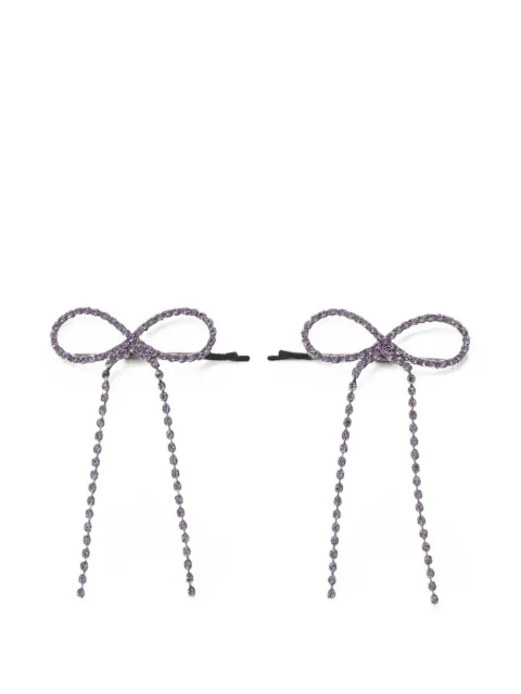 YELLOWSWALLOW crystal-embellished bow hair clips Purple YLSW0006VIOLET