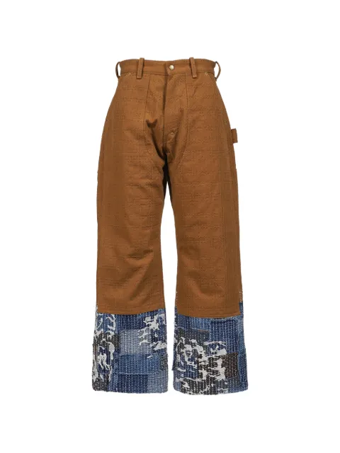 Dear BORO Boro-patchwork canvas trousers Neutrals 7936110003BEI