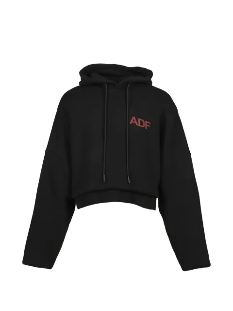 ARNODEFRANCE logo-print cropped hoodie Black MEGAHDWASHEDBLK