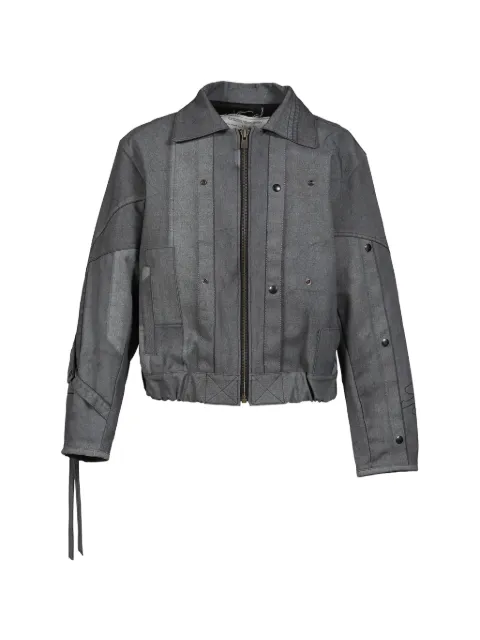 UNDER THE SIGN patchwork waxed cotton bomber jacket Grey RP0090046