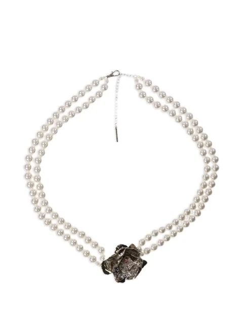 YELLOWSWALLOW rose-detail faux-pearl belt Neutrals YLSW1032WHT