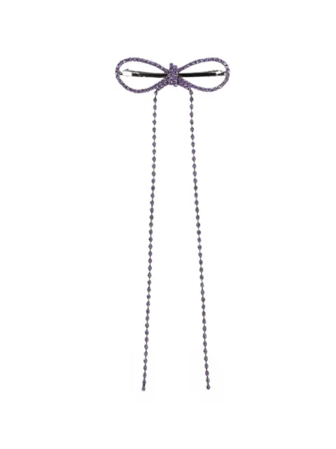 YELLOWSWALLOW crystal-embellished bow hair clip Purple YLSW0003RED