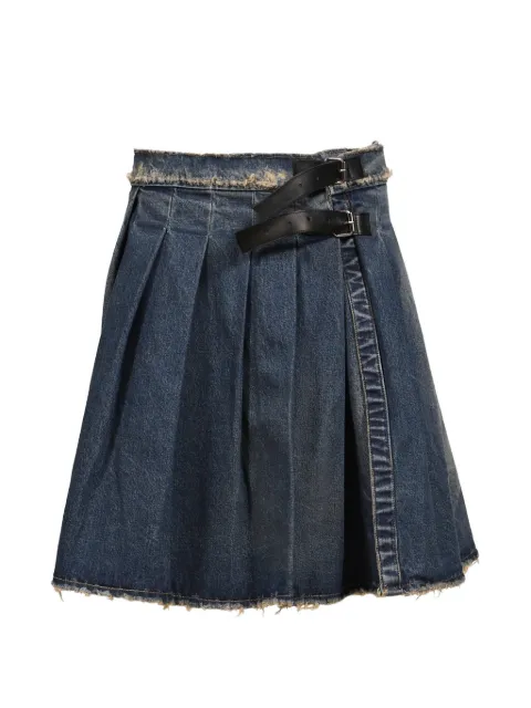 Domenico Orefice pleated distressed-effect midi skirt Blue 1RK002COC017DENIM