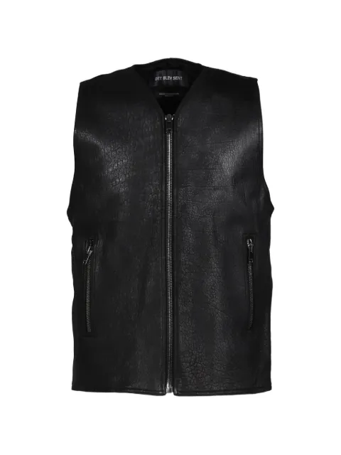 DET BLEV SENT zip-up leather vest Black DBS10101BLK