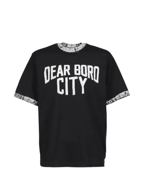 Dear BORO logo-print ringer T-shirt Black 7936134001BLK
