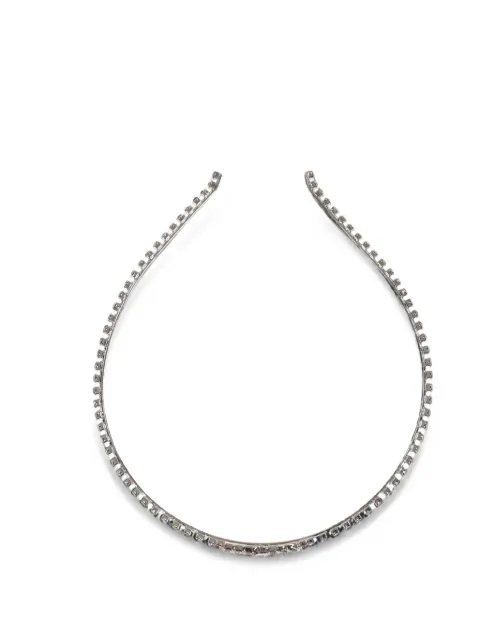 YELLOWSWALLOW crystal-embellished ribbon hairband Silver YLSW0004WHT
