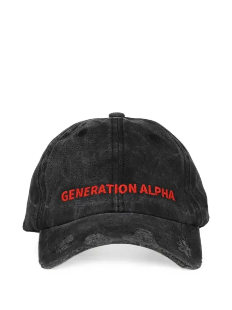 CAPTURE GALLERY distressed embroidered baseball cap Black GC06