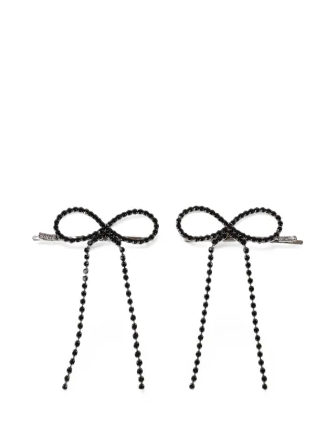 YELLOWSWALLOW bow stone-embellished hair clips Black YLSW9003BLK