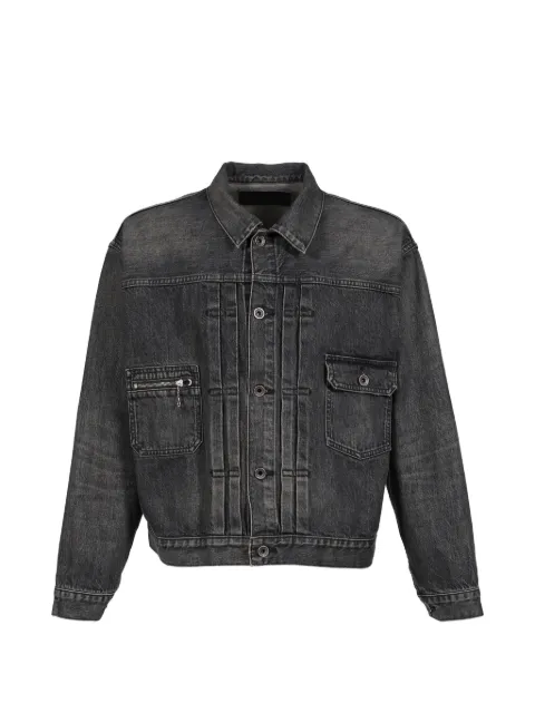 DAIRIKU faded box-silhouette denim jacket Black D21BLK