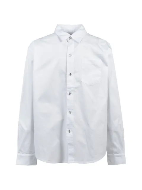 LAST NEST cross-button shirt White LNSS2622